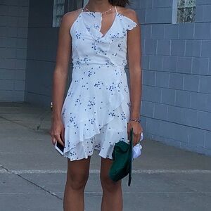 White and Blue Polka Dot Sundress